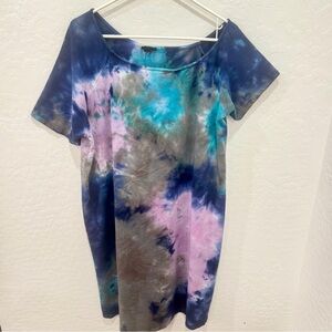 Torrid Asymmetrical Sleeve Dress Size 1X Tie Dye T-shirt Casual Hippie Festival
